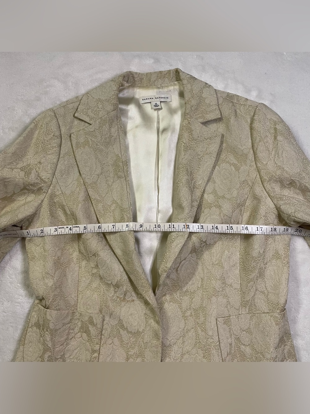 Banana Republic Gold Wool Blend Blazer *damaged* size 12 - Picture 10 of 16